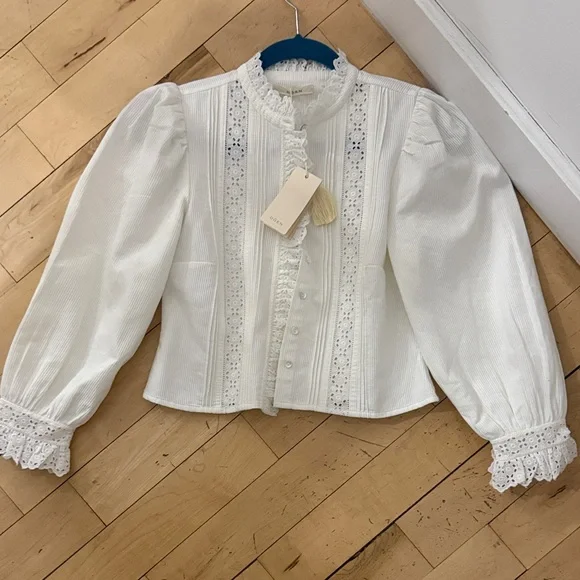 DÔEN Vermont ribbed broderie anglaise cotton shirt - Picture 14 of 16